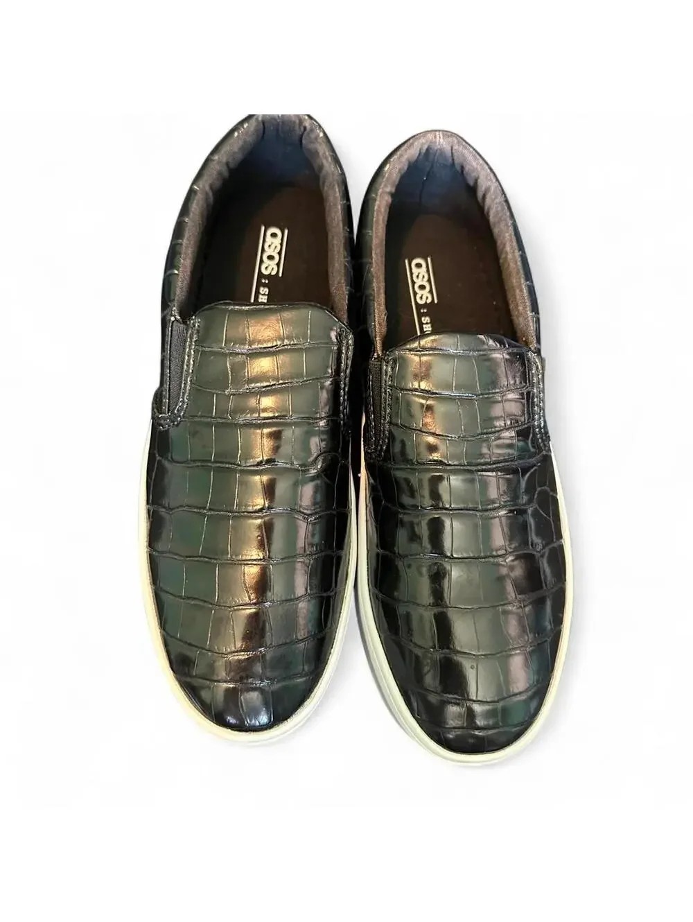 ASOS black platform slip ons size five